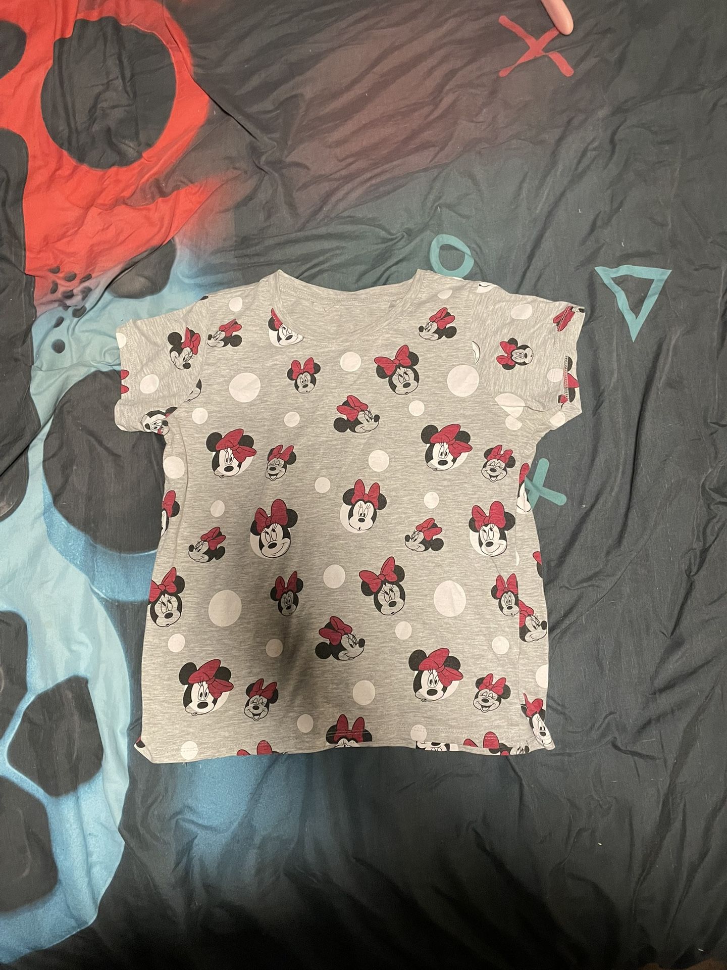 Disney Minnie Mouse Gray Girls  Crop Top T-Shirt Size 7-8