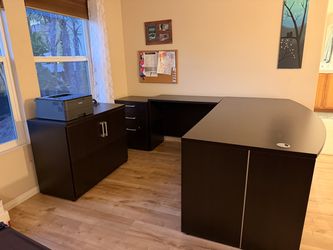 Large Desk, file drawer and cabinet