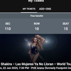 Shakira Tickets 2. Excellent Seats 