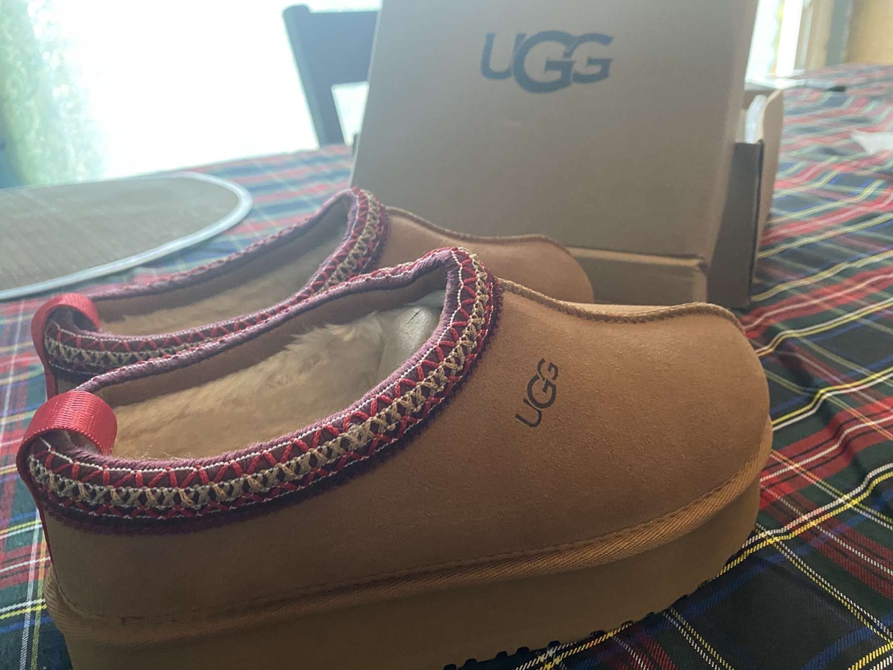 Tan and red UGG slippers Fast shipping Sized  US women’s 8 #Uggs #Shoes #Modern #slippers