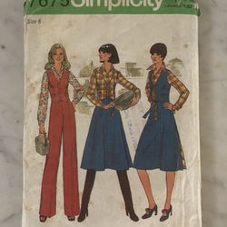 Simplicity 7675 Misses Shirt skirt pants Vest  Sz 8 women precut Sewing Pattern used