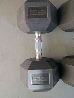 65 lb Single Rubber Hex Dumbbell