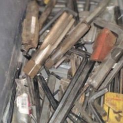 Tool Box Full Of Big Allen Wrenches And Thread Cutters 