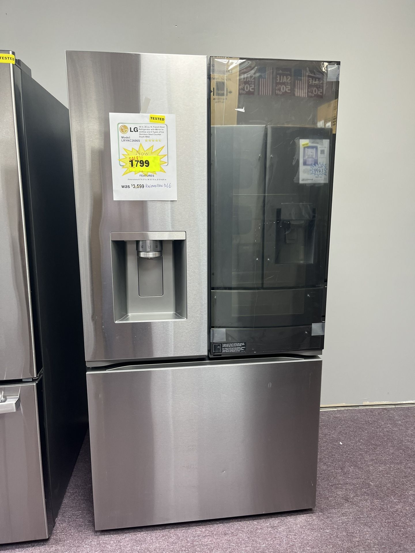 Refrigerator, 36” W French Door Frigerator