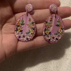 Handmade Floral Purple Earrings