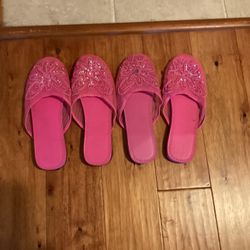 2 Pairs Pink Slippers.  (NEW )   Total $10.