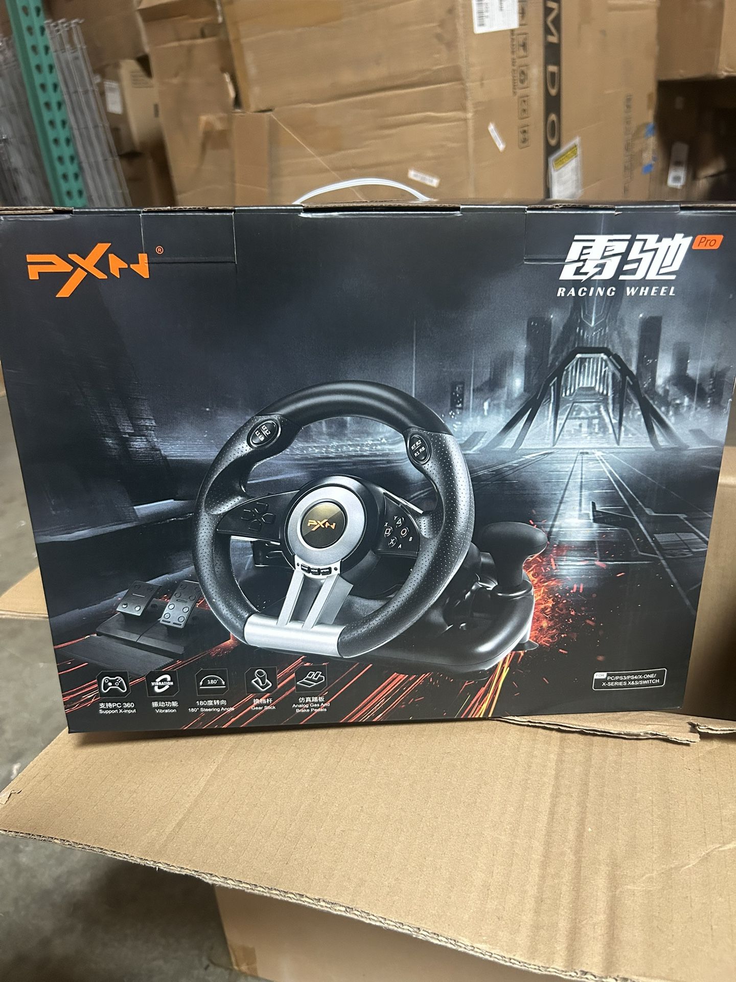 PXN PC Racing Wheel, V3 PRO 180 Degree Universal USB Car Sim Game Steering Wheel with Pedals for PC, Xbox One, Xbox Series S/X, PS3, PS4, Switch