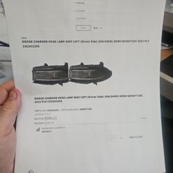 Dodge Charger Headlamp Left Side 2022-2023