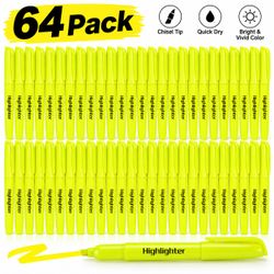 64PC Yellow Highlighters, Chisel Tip Dry-Quickly Highlighter Markers, Highlighter Bright Colors for Adult Kids