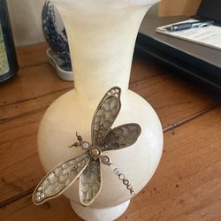 Jay Strongwater Dragonfly Onyx Vase/Paperweight - Swarovski Honey Aurora Borealis Crystals