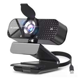 WHOLESALE 100 UNITS - TRAUSI 2K Full HD Webcam w/ Auto Light Correction, Noise-Canceling Mic