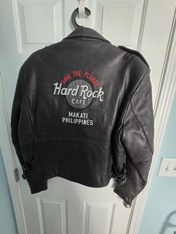 Rare Vintage Hard Rock Cafe Save The Planet Leather Jacket Makati Philippines Chapter