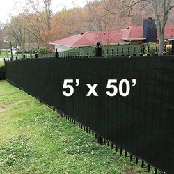(NEW) $35 Outdoor 5x50 FT Privacy Fence, Mesh Shade Cover for Garden Wall Yard Backyard