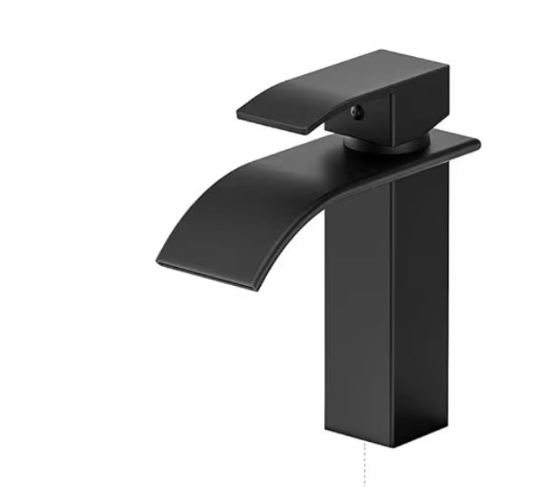 Bathroom Faucet Matte Black Modern Waterfall Bathroom Sink Faucet Single Handle