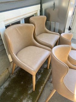 Coco Republic Vegan Leather Dining Chairs, Set of 4