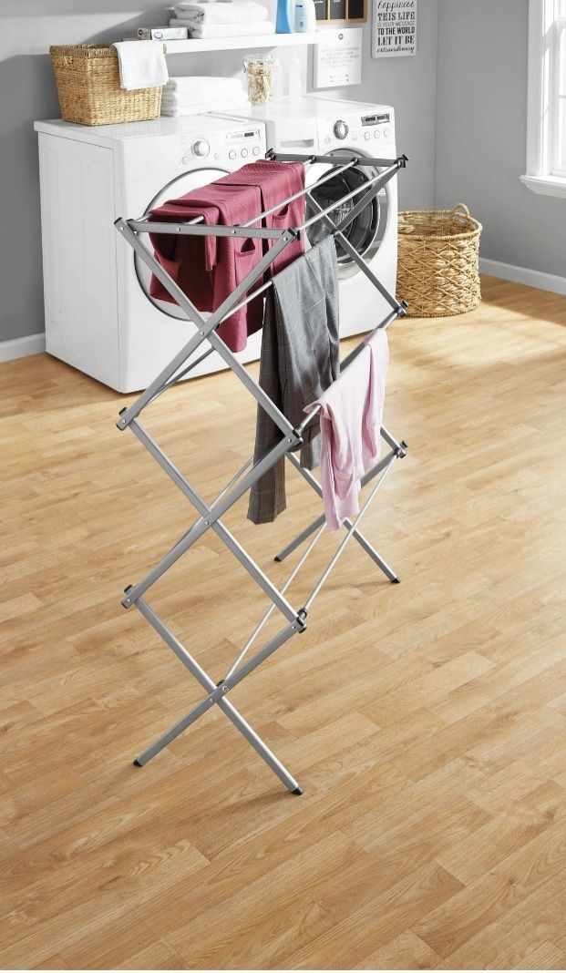 Mainstays Oversized Collapsible Steel Laundry Drying Rack – Silver – Space-Saving Indoor/Outdoor Use