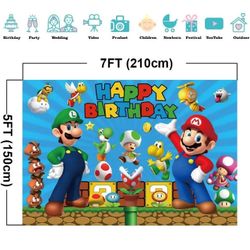 Super Mario Back Drop Happy Birthday 