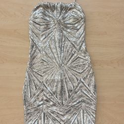 Lulus Silver Mini Dress Size-XS