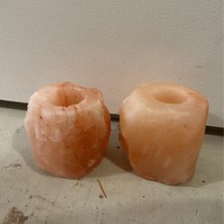 Two Salt Candle Holders