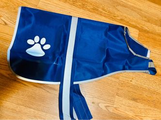 Blue Reflective Dog Rain Jacket Size L