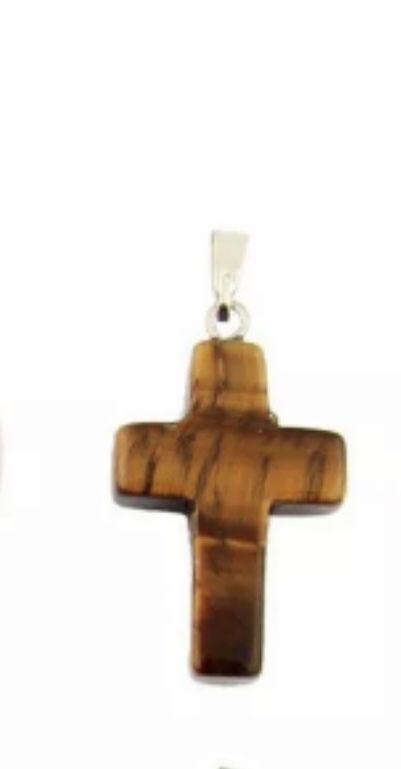 Brown Healing Stone Cross Necklace