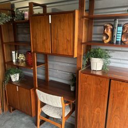 Barzilay Mid Century Modern Modular Wall Unit | Large Mid Century Free Standing Room Divider | Cado Style Wall Shelving System