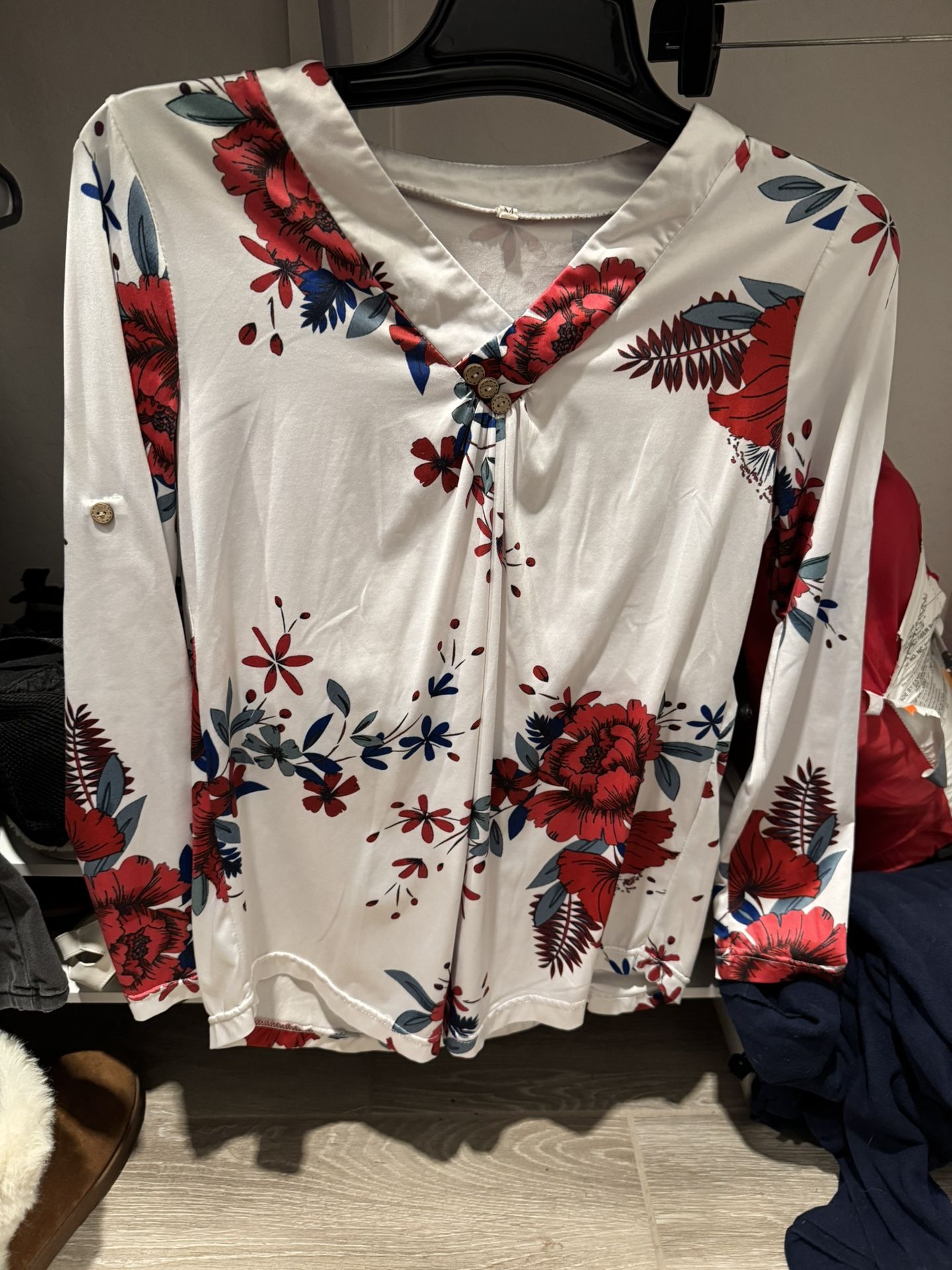 Long Sleeve Floral Blouse Size M