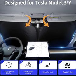 Tesla Model Y, Front Windshield Sun Shade “Black”