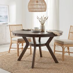 Rainier 47" Modern Rubber Wood Dining Table with Trestle Base