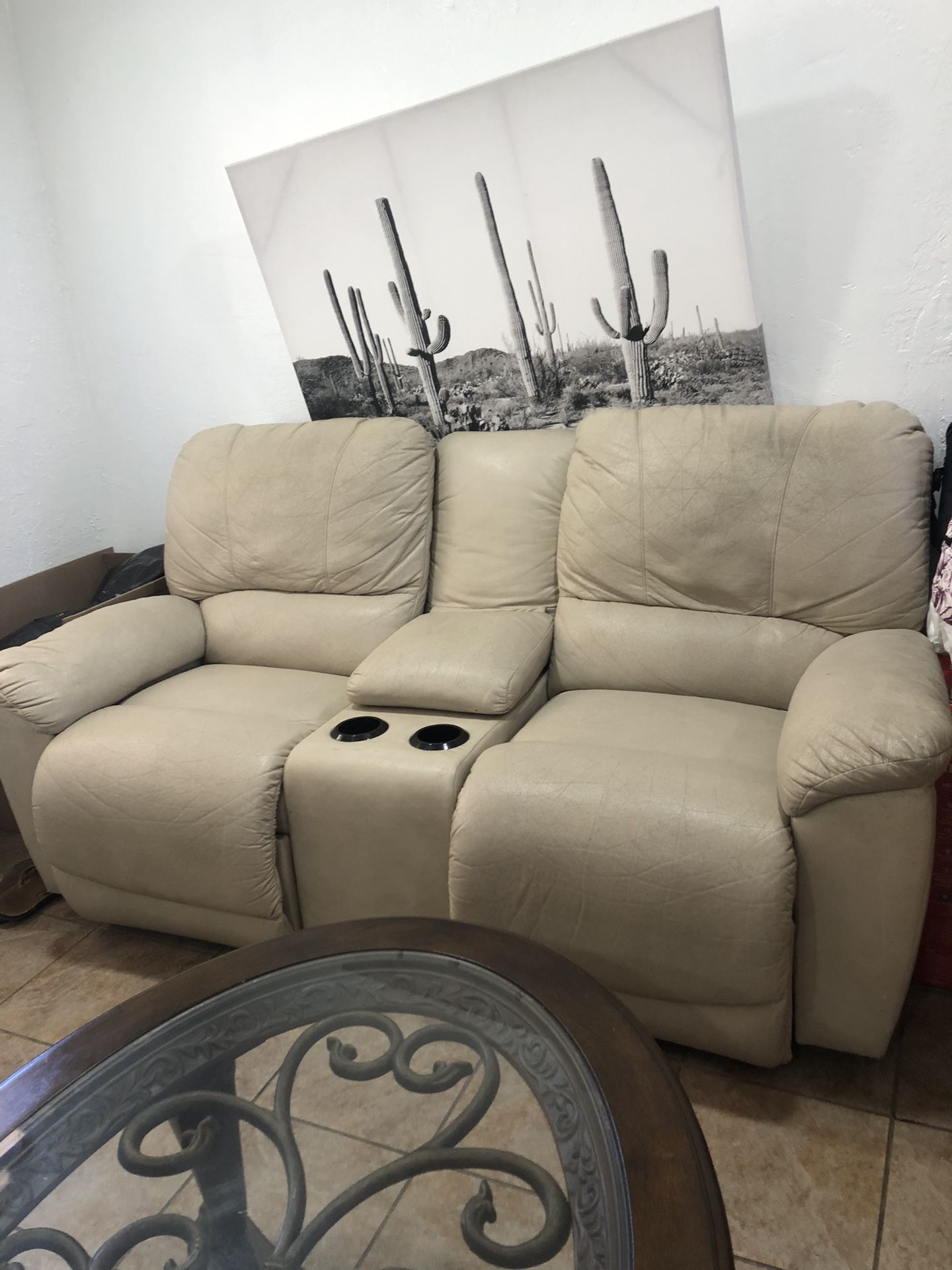 Leather Recliner Sofa ( Works Perfectly)