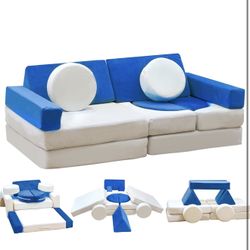 13PCS Modular Kids Play Couch, Kids Couch with Washable Velvet Cover, 5 Seconds Instant Expansion,Convertible Foam and Floor Cushion for Nursery Play