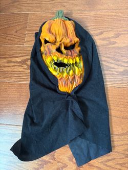 Scary Halloween Demonic Pumpkin Mask Hooded Jack O Lantern Evil Horror Adult