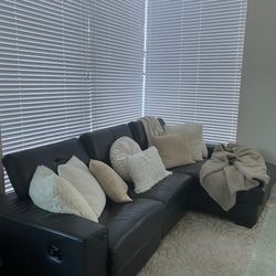 Black Leather Sectional With Recliner