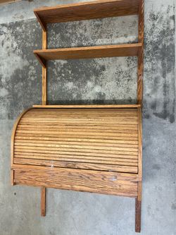Oak Roll Top Wall Mounted Desk
