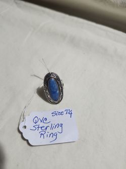 QVC Sterling Silver Blue Stone Ring Size 7.25