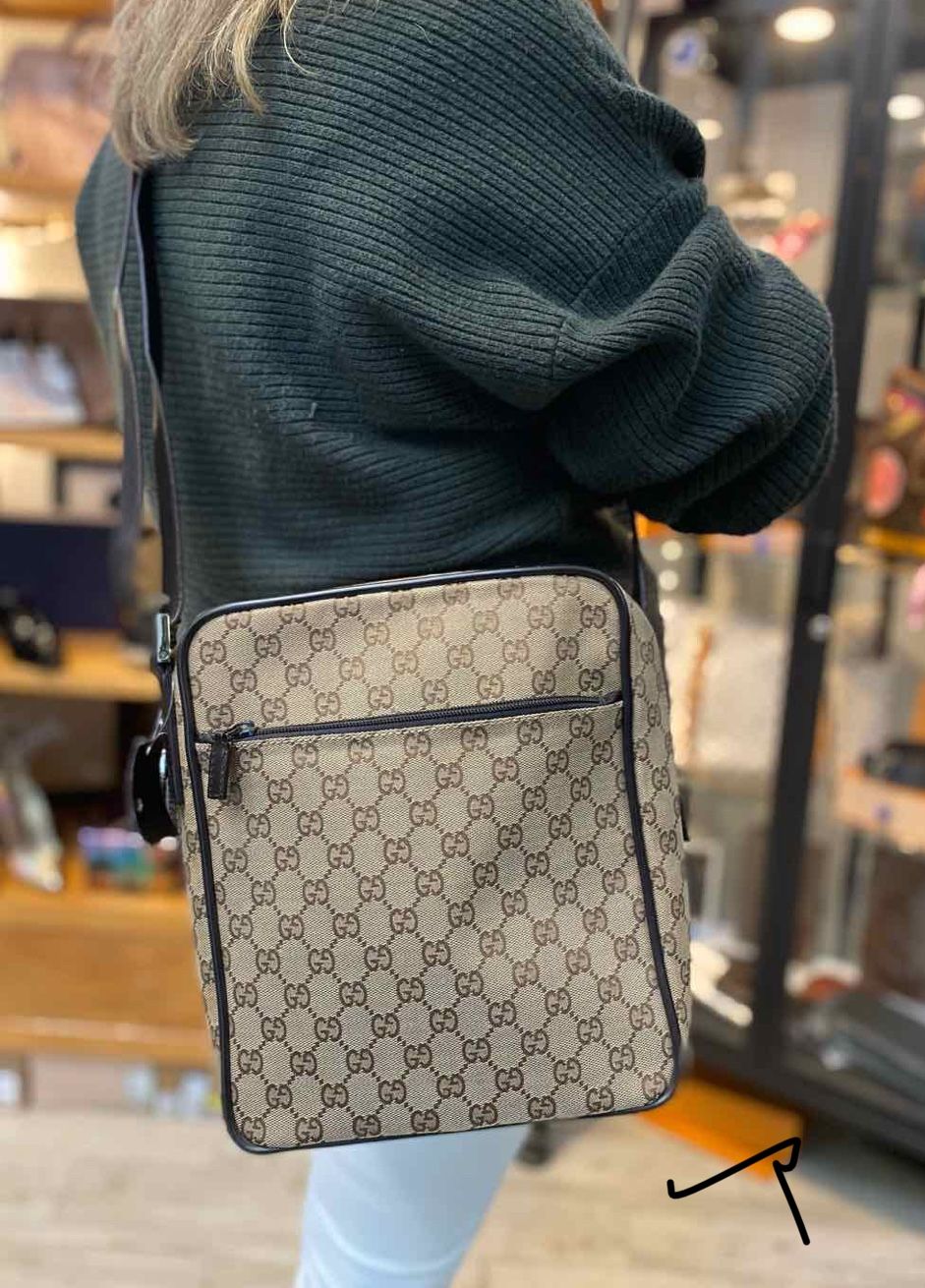 Gucci Beige GG Canvas Messenger Crossbody Retail Value $1899 + Tax