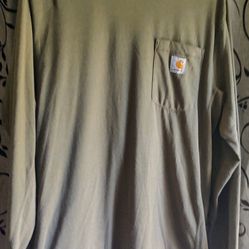 Carhartt Men's Olive Green Relaxed Fit Long Sleeve Shirt Size Medium