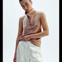 Zara: Satin Effect Halter Top (Large)