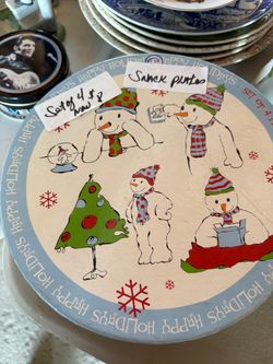 Set of 4 Holiday snack plates