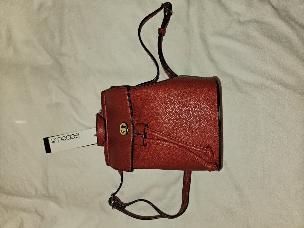 Red Faux Leather Mini Strapped Purse