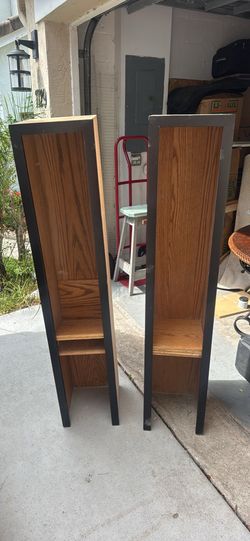Pair of Tall Wood book Shelving Units