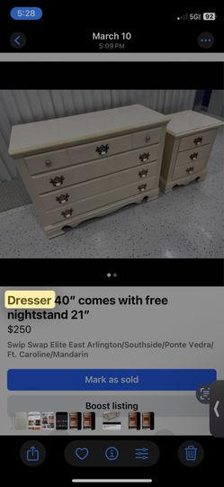 Dresser 41 inch solid wood comes with free Nightstand