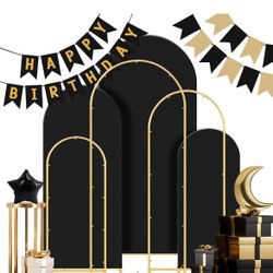 Wedding Arch Backdrop Stand Set of 3, (6, 6.6, 7.2) Metal Arch Backdrop Stand with Wedding Arch Cover, Wedding Balloon Arch Backdrop Stand for Birthda