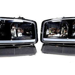 Headlight FOR 99-07 GMC SIERRA/YUKON LED DRL BLACK CLEAR HEADLIGHT+BUMPER SIGNAL LAMP