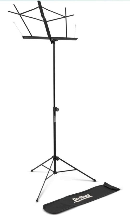 NEW! OnStage Compact Folding Music Stand with Carry Storage Bag, Black