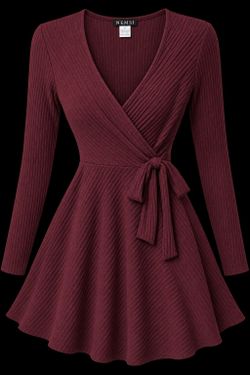Burgundy wrap around dress