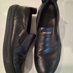 Black Leather Versace Shoes Size 11