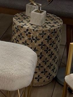 Patterned Cylindrical Side Table