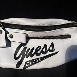 White Leather Guess Fanny Pack