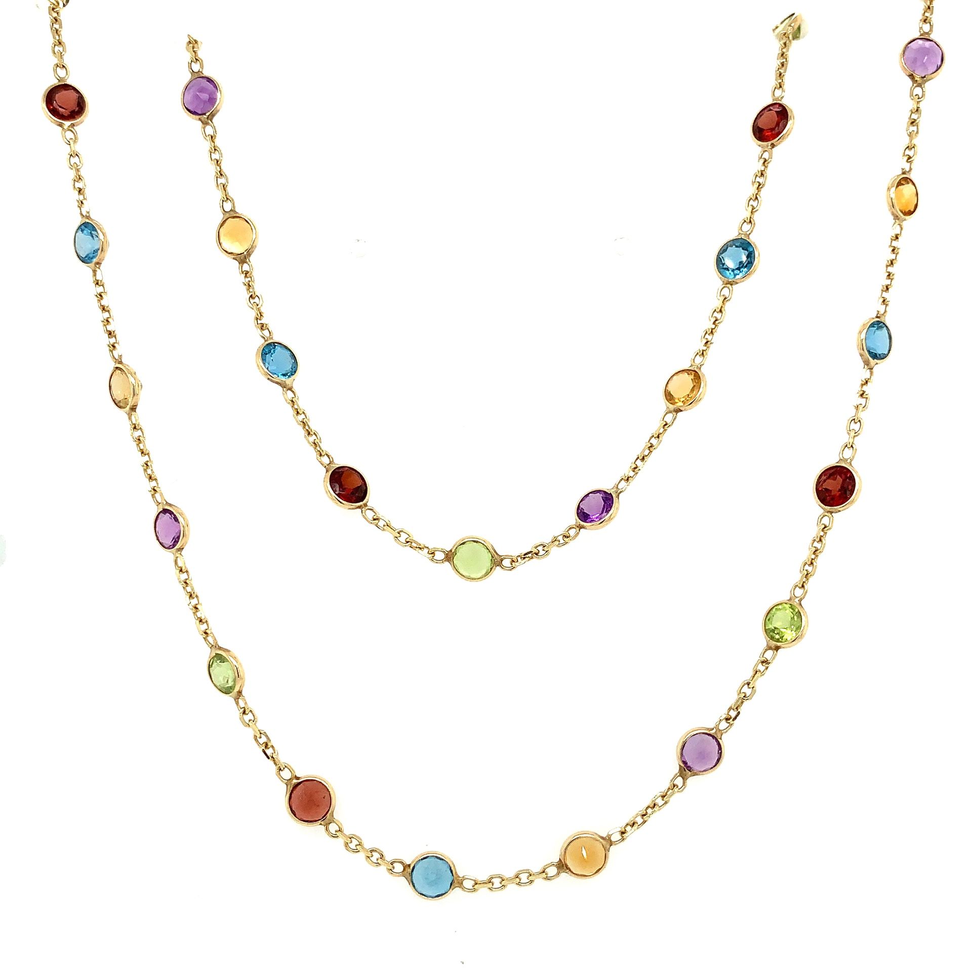 14k Station Gem Necklace